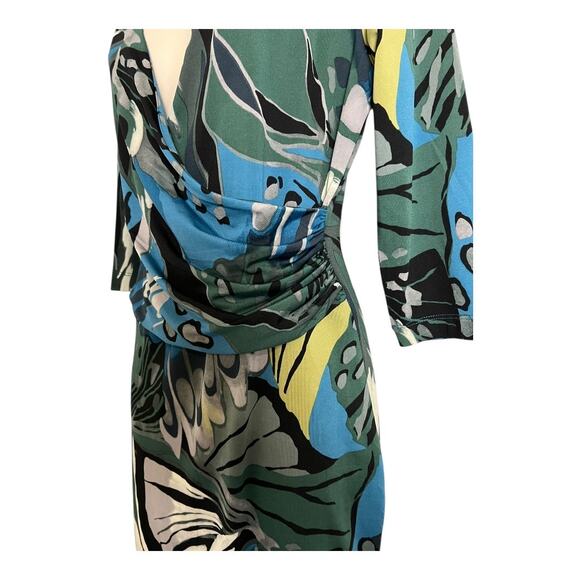 Allison Brittney Dress Women's M Multicolor Abstract Print Surplice Neck M Y2K - Picture 4 of 7